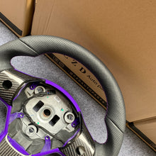 Load image into Gallery viewer, CZD auto parts for Tesla Model 3 2017-2020 carbon fiber steering wheel with purple carbon fiber button trim