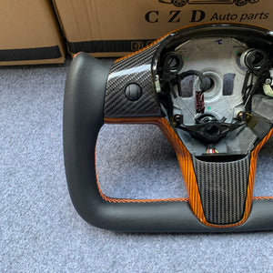 CZD Tesla Model 3 2017/2018/2019/2020 carbon fiber steering wheel