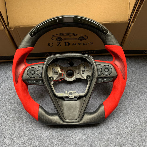 CZD auto parts for 2019-2022 Toyota 8th gen Camry se xse le xle/Avalon carbon fiber steering wheel with led at top