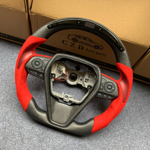 CZD Autoparts for Toyota Avalon 2019-2022 carbon fiber steering wheel red alcantara with red stitching