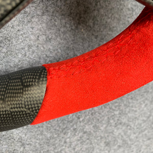 CZD Autoparts for Toyota Avalon 2019-2022 carbon fiber steering wheel red alcantara with red stitching