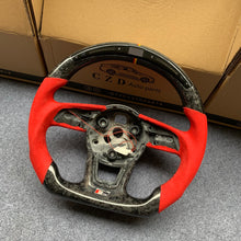 Load image into Gallery viewer, CZD auto parts for Audi A3 (8V) carbon fiber steering wheel with led &amp; red alcantara leather side