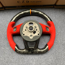 Load image into Gallery viewer, CZD auto parts for Audi A1 (8X) Sportback carbon fiber steering wheel with led &amp; red alcantara leather side