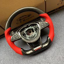 Load image into Gallery viewer, CZD auto parts for Mercedes Benz SL-Class R231 carbon fiber steering wheel with red perforated leather side
