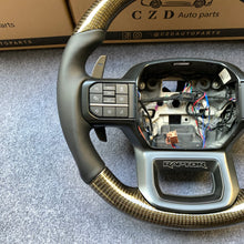 Load image into Gallery viewer, CZD auto parts for Ford F150 2021 2022 carbon fiber steering wheel with golden wire carbon