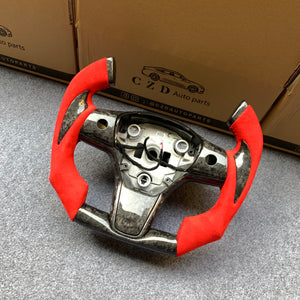 CZD Tesla Model 3 2017/2018/2019/2020 carbon fiber steering wheel with FI
