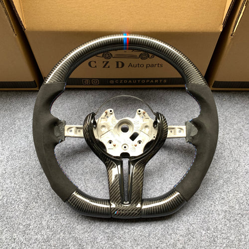CZD Autoparts For BMW X5 M F85 X6 M F86 carbon fiber steering wheel black alcantara sides