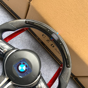 CZD Autoparts for BMW M1 M2 M3 M4 F80 F82 F83 carbon fiber steering wheel with extended red paddles shifters