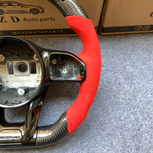 Load image into Gallery viewer, CZD auto parts for Mercedes Benz AMG A35 W177 GT C190 C43 W205 C63S W205 CLA35 C118 2019-2021 carbon fiber steering wheel with red alcantarra leather side &amp; LED