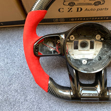 Load image into Gallery viewer, CZD auto parts for Mercedes Benz AMG A35 W177 GT C190 C43 W205 C63S W205 CLA35 C118 2019-2021 carbon fiber steering wheel with red alcantarra leather side &amp; LED