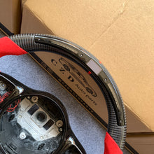 Load image into Gallery viewer, CZD auto parts for Mercedes Benz AMG A35 W177 GT C190 C43 W205 C63S W205 CLA35 C118 2019-2021 carbon fiber steering wheel with red alcantarra leather side &amp; LED