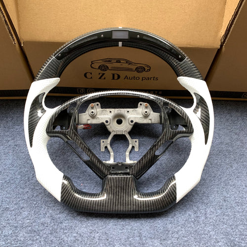 czd auto parts carbon fiber steering wheel for Infiniti G37 with white perforated leather