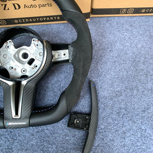 CZD Autoparts for BMW M1 M2 M3 M4 F80 F82 F83 carbon fiber steering wheel with black paddles shifters