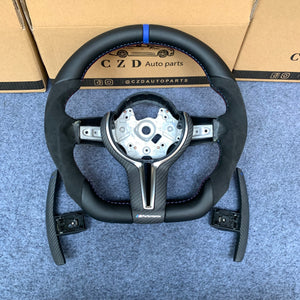 CZD Autoparts for BMW M1 M2 M3 M4 F80 F82 F83 carbon fiber steering wheel with black paddles shifters