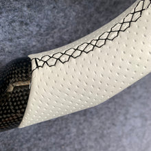 Load image into Gallery viewer, CZD auto parts for  BMW M2 F87 M3 F80 M4 F82 F83 M5 F10 M6 F06 F12 F13 X5 M F85 X6 M F86 carbon fiber steering wheel with  white perforated leather side &amp; LED