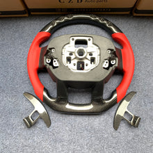 Load image into Gallery viewer, CZD auto parts for  F-250 2017 2018 2019 2020 2021  carbon fiber steering wheel with red perforated leather side &amp;LED light
