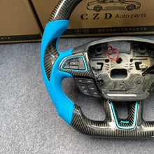Load image into Gallery viewer, CZD auto parts for Ford Focus RS ST 2015-2018 carbon fiber steering wheel with blue perforated leather side