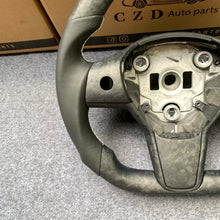 Load image into Gallery viewer, CZD auto parts for Tesla Model 3 2017-2020 carbon fiber steering wheel with smooth leather side