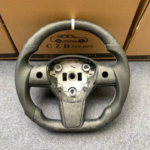 Load image into Gallery viewer, CZD auto parts for Tesla Model Y 2020-2021 carbon fiber steering wheel with smooth leather side