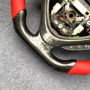 czd auto parts carbon fiber steering wheel for Acura TSX 2009-2014 with red smooth leather