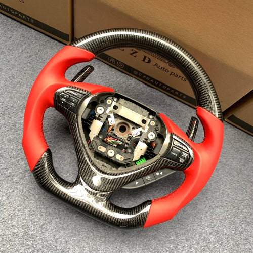 czd auto parts carbon fiber steering wheel for Acura TSX 2009-2014 with orange smooth leather and black stitching