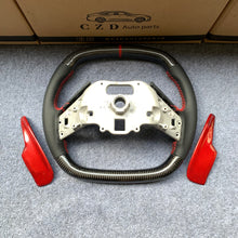 Load image into Gallery viewer, CZD auto parts for Chevrolet Corvette C8 2020+ carbon fiber steering wheel with red carbon paddle shifter