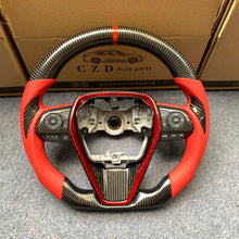 Load image into Gallery viewer, CZD Autoparts For Toyota 8th gen Camry se xse le xle 2018-2022 carbon fiber steering wheel inner trim in gloss red carbon fiber