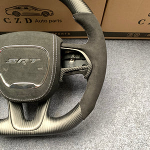 CZD Autoparts for  Dodge Charger 2015-2021 carbon fiber steering wheel with black alcantara airbag cover
