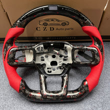 Load image into Gallery viewer, CZD auto parts for Ford Mustang 2024+ carbon fiber steering wheel with forged carbon red flakes