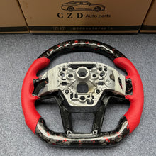 Load image into Gallery viewer, CZD auto parts for Ford Mustang 2024+ carbon fiber steering wheel with forged carbon red flakes