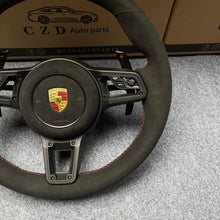 Load image into Gallery viewer, CZD auto parts for Boxster &amp; 718 Boxster Models - 2013 - 2023 carbon fiber steering wheel with full black alcantara leather