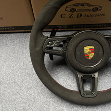 Load image into Gallery viewer, CZD auto parts for Boxster &amp; 718 Boxster Models - 2013 - 2023 carbon fiber steering wheel with full black alcantara leather