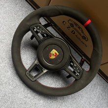 Load image into Gallery viewer, CZD auto parts for Cayman &amp; 718 Cayman Models - 2014 - 2023 carbon fiber steering wheel with full black alcantara leather