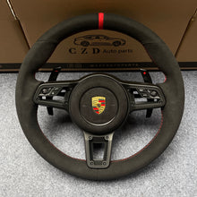Load image into Gallery viewer, CZD auto parts for Boxster &amp; 718 Boxster Models - 2013 - 2023 carbon fiber steering wheel with full black alcantara leather