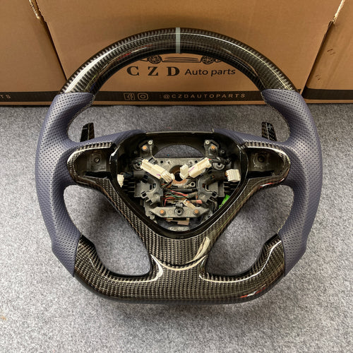 czd auto parts carbon fiber steering wheel for Acura TSX 2009-2014 with purple perforated leather