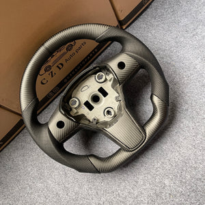 czd auto parts carbon fiber steering wheel for Tesla Model Y with black leather