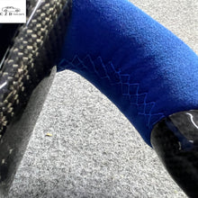 Load image into Gallery viewer, CZD auto parts for Ford Mustang 2024+ carbon fiber steering wheel with blue alcantara airbag cover