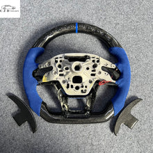 Load image into Gallery viewer, CZD auto parts for Ford Mustang 2024+ carbon fiber steering wheel with blue alcantara airbag cover