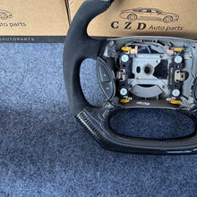 Load image into Gallery viewer, CZD auto parts for Ford Mustang GT Cobra SVT Saleen Roush 1999-2004 carbon fiber steering wheel with grey stripe line and alcantara