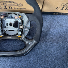 Load image into Gallery viewer, CZD auto parts for Ford Mustang GT Cobra SVT Saleen Roush 1999-2004 carbon fiber steering wheel with grey stripe line and alcantara