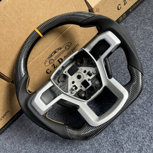 Load image into Gallery viewer, CZD auto parts for Ford F150 2021 2022 carbon fiber steering wheel with silver button trim