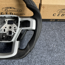 Load image into Gallery viewer, CZD auto parts for Ford F150 2021 2022 carbon fiber steering wheel with silver button trim