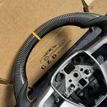 Load image into Gallery viewer, CZD auto parts for Ford F150 2021 2022 carbon fiber steering wheel with silver button trim