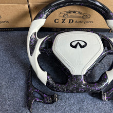 Load image into Gallery viewer, CZD auto parts for Infiniti EX35 EX37 2008-2017 carbon fiber steering wheel with forged with white suede airbag cover