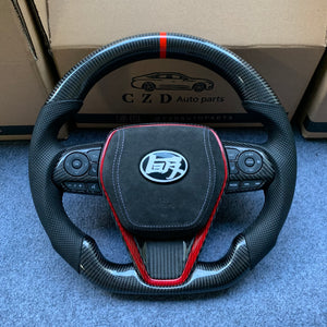 CZD Autoparts for Toyota Avalon 2018-2022 carbon fiber steering wheel black alcantara with airbag cover