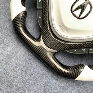 czd auto parts carbon fiber steering wheel for Acura TSX 2009-2014 with white stripe and airbag cover