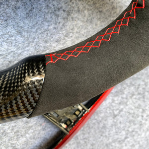 CZD Autoparts for BMW M5 F10 M6 F12 F13 carbon fiber steering wheel Black Alcantara with red stitching