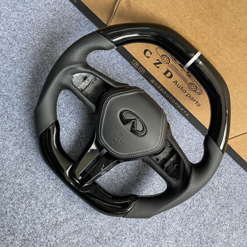 CZD autoparts for Infiniti QX50 2018-2019  carbon fiber steering wheel with black airbag cover
