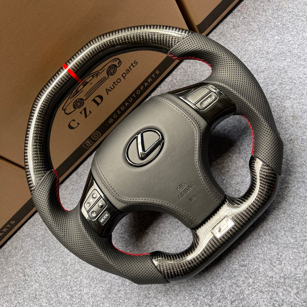 CZD auto parts carbon fiber steering wheel for Lexus IS250 /300 /350 2006-2013 with black perforated leather