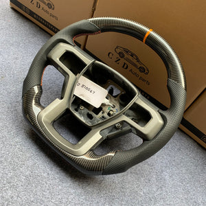 CZD Auto Parts carbon fiber steering wheel for Ford F-450 2017-2021 with orange stripe